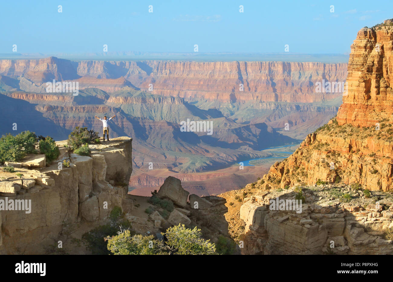 April 14, 2017: View of Grand Canyon south rim in Arizona US. The picture is was taken from Moran Point, one of the popular viewpoints at Grand Canyon Stock Photo