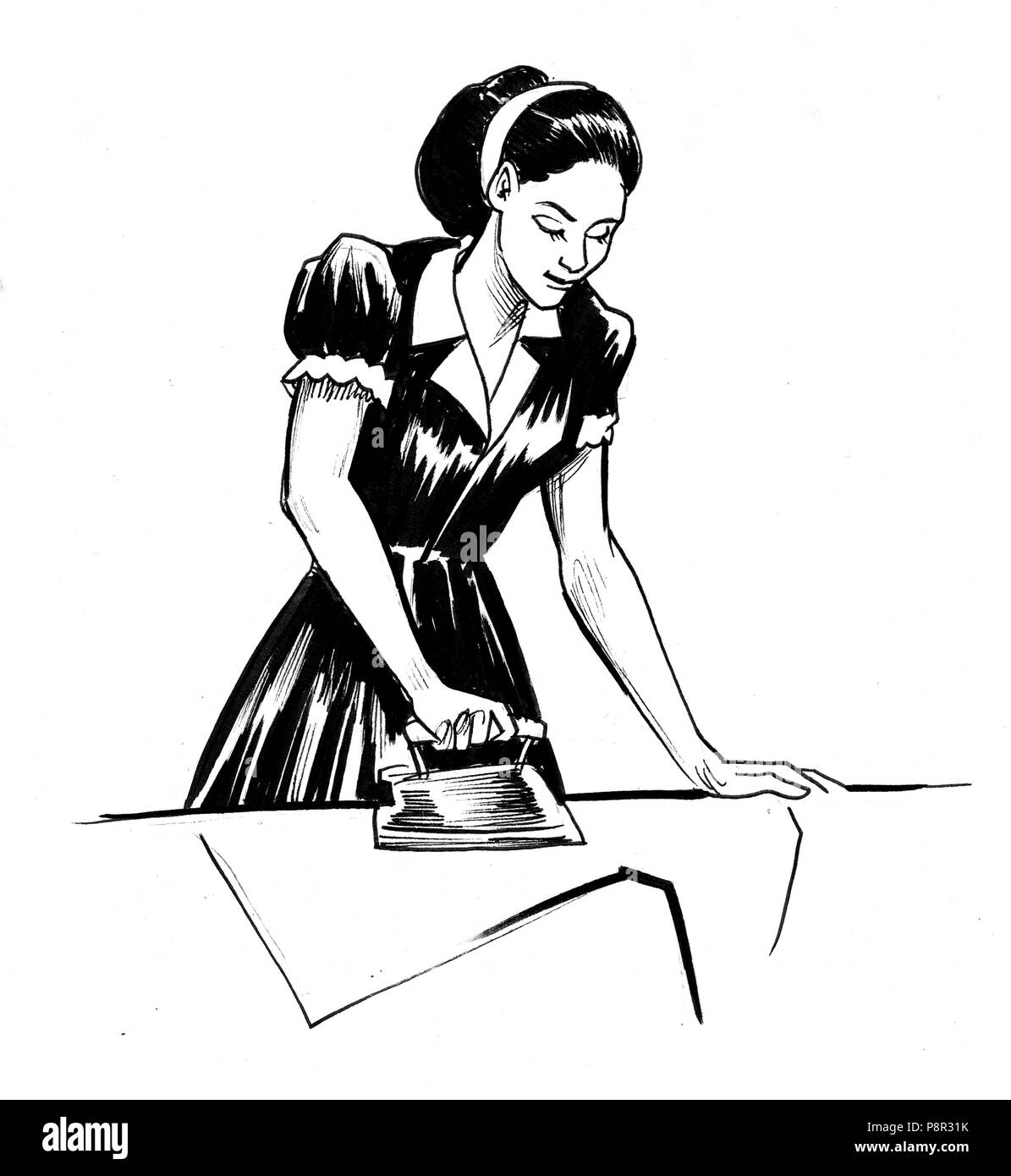Retro housewife drawing Black and White Stock Photos & Images - Alamy