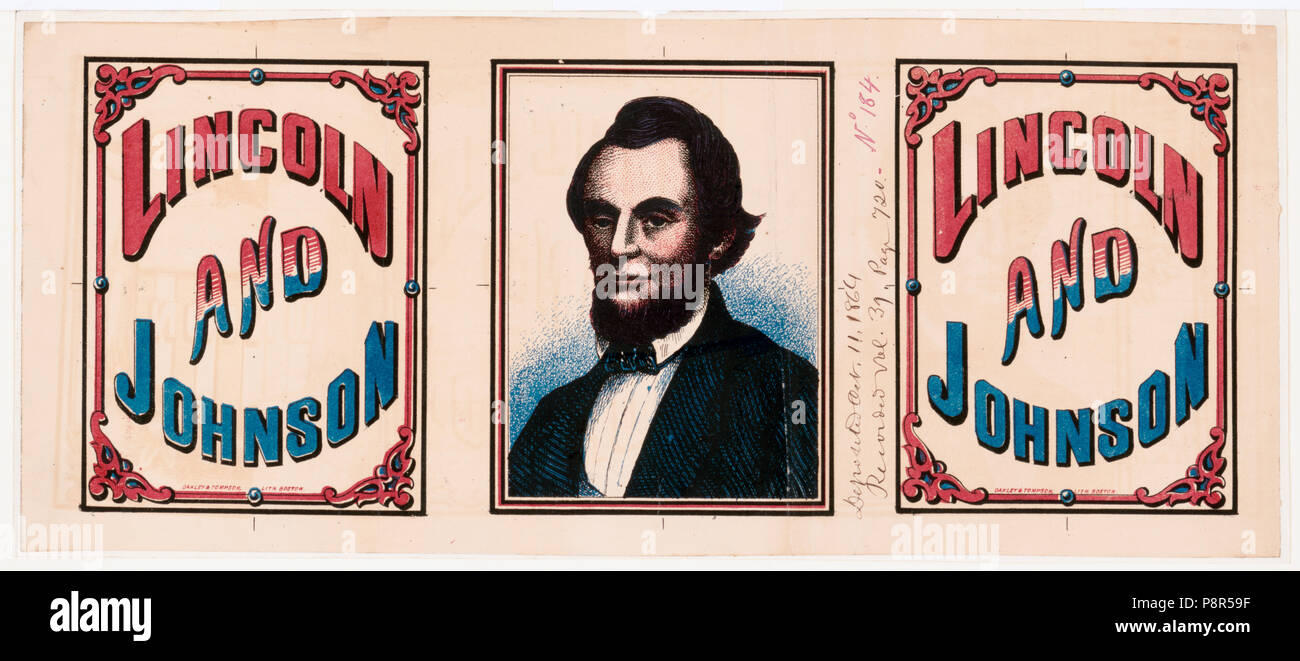 Campaign banner for Abraham Lincoln, designed also to serve as a shade for a political lantern or torch, advertising the Republican ticket during the campaign of 1864. Stock Photo