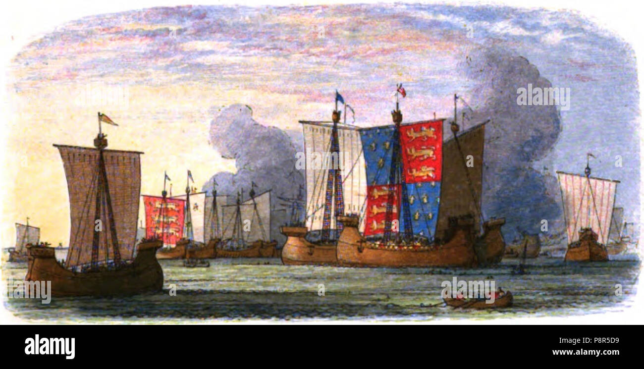 A Chronicle of England - Page 297 - Battle off Sluys. Stock Photo