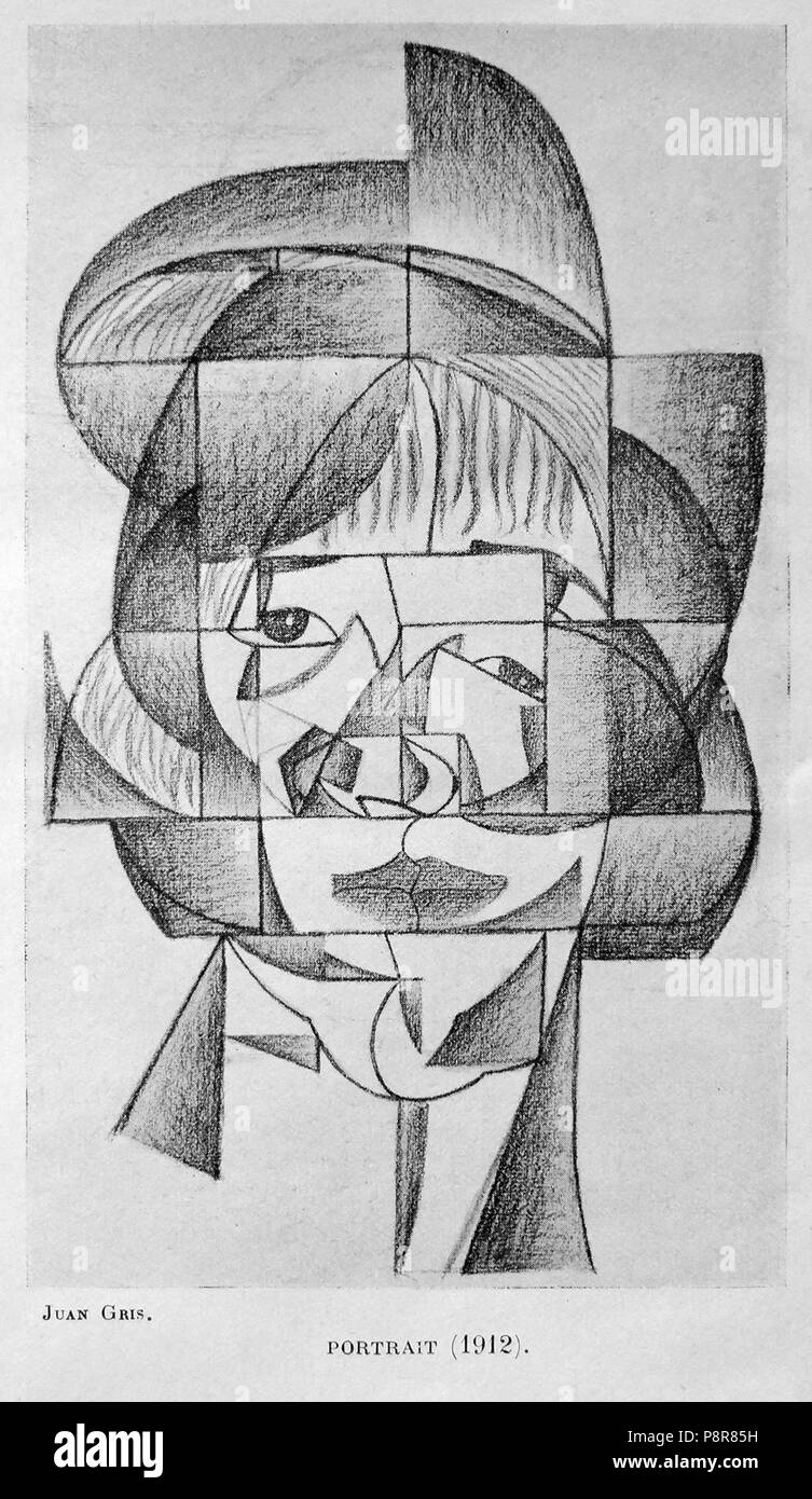 .   353 Juan Gris, 1912, Portrait (Etude pour le Portrait de Germaine Raynal), pencil and charcoal on paper, 36 x 26.5 cm, private collection Stock Photo