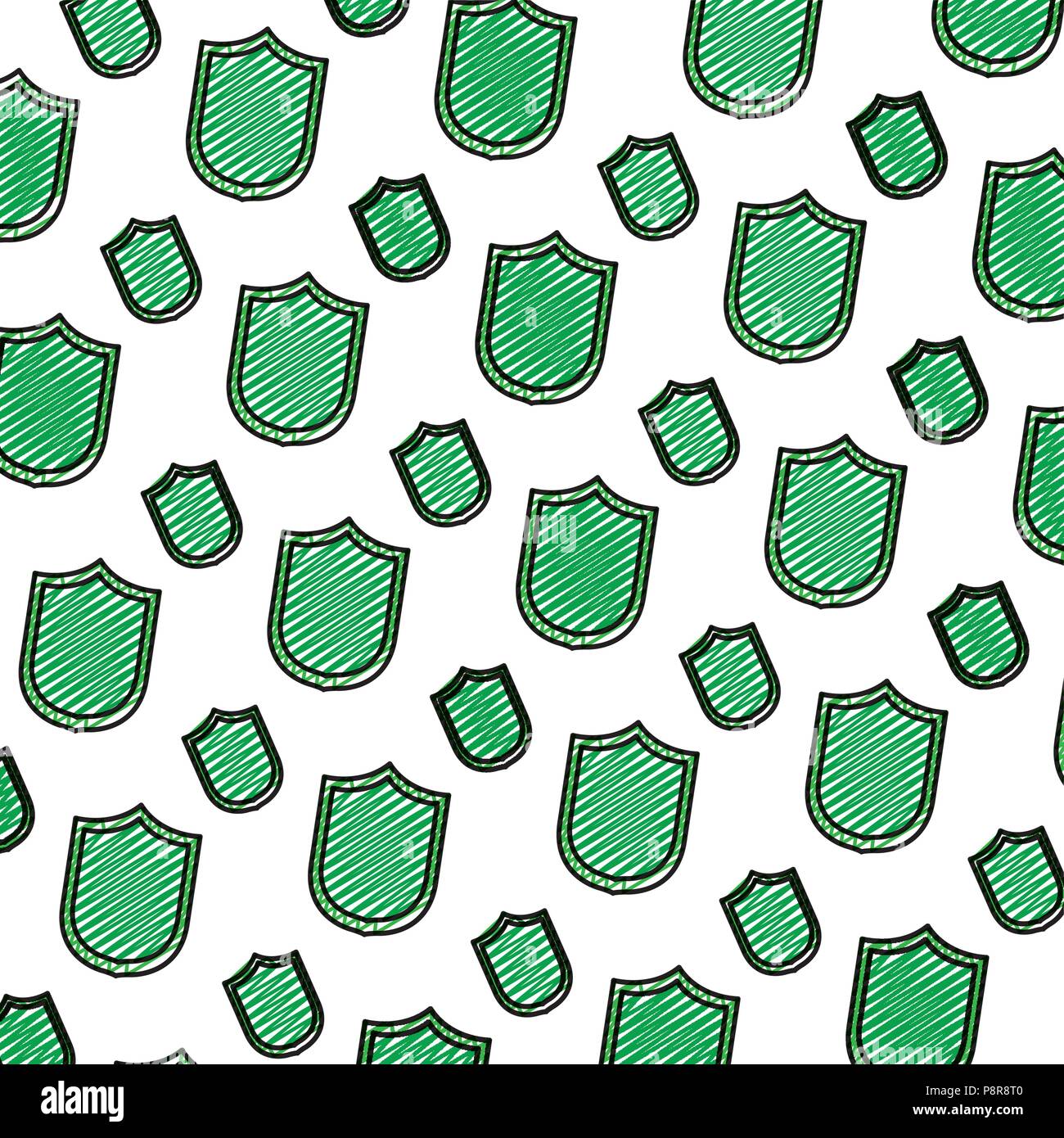 doodle security shield protection access background vector illustration ...