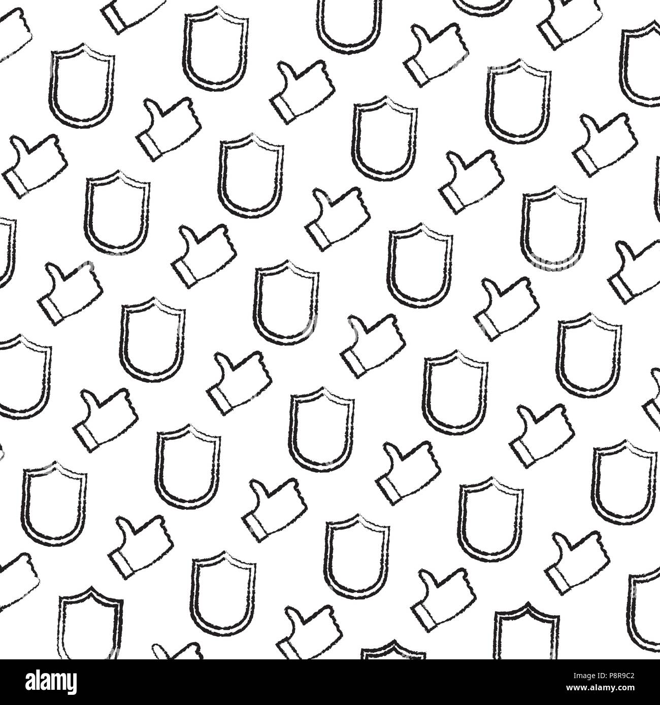 grunge security shield and all good gesture background vector ...