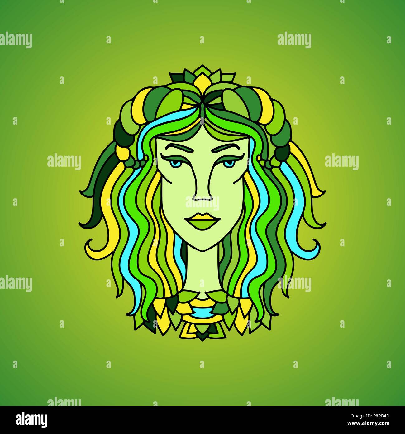 Taurus girl portrait. Zodiac sign. Vector illustration. Stock Vector