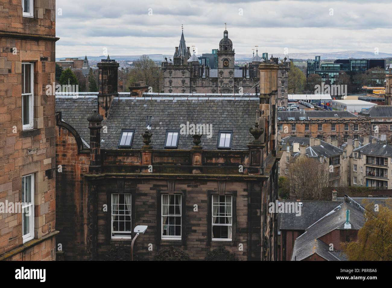 Old town Edinburgh with classic Scottish buildings on King Stables Road