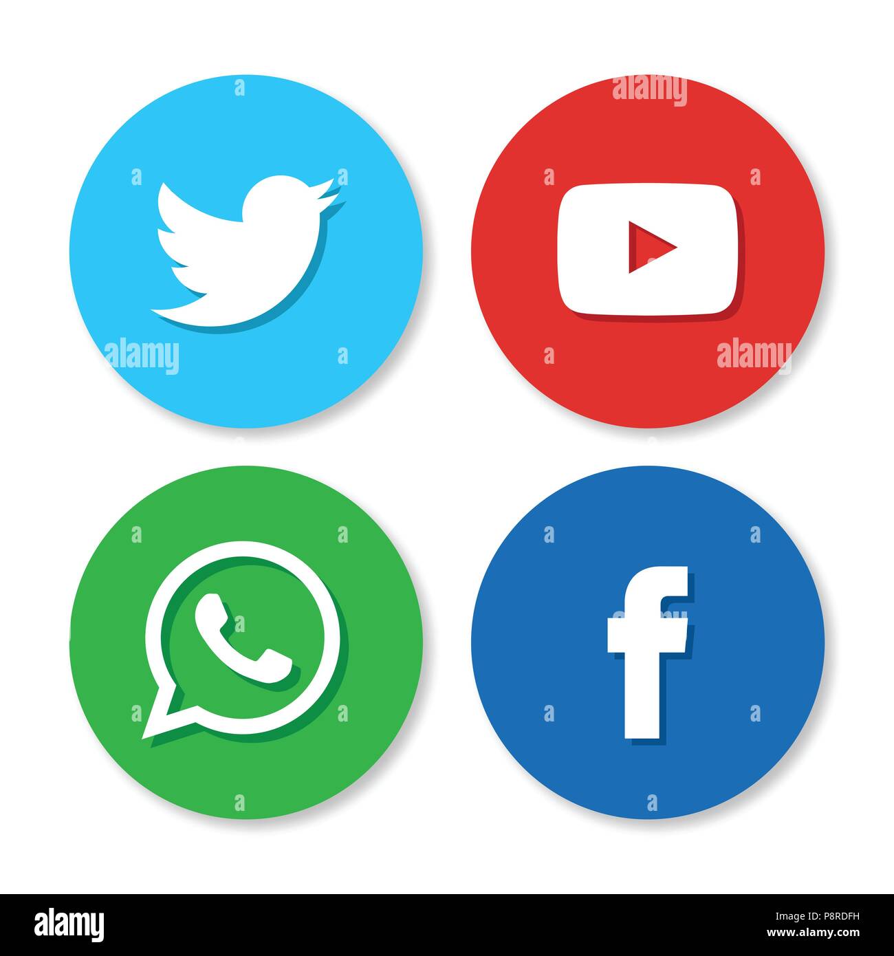 Set Of Flat Design Sale Stickers Vector Illustrations Of Twitter