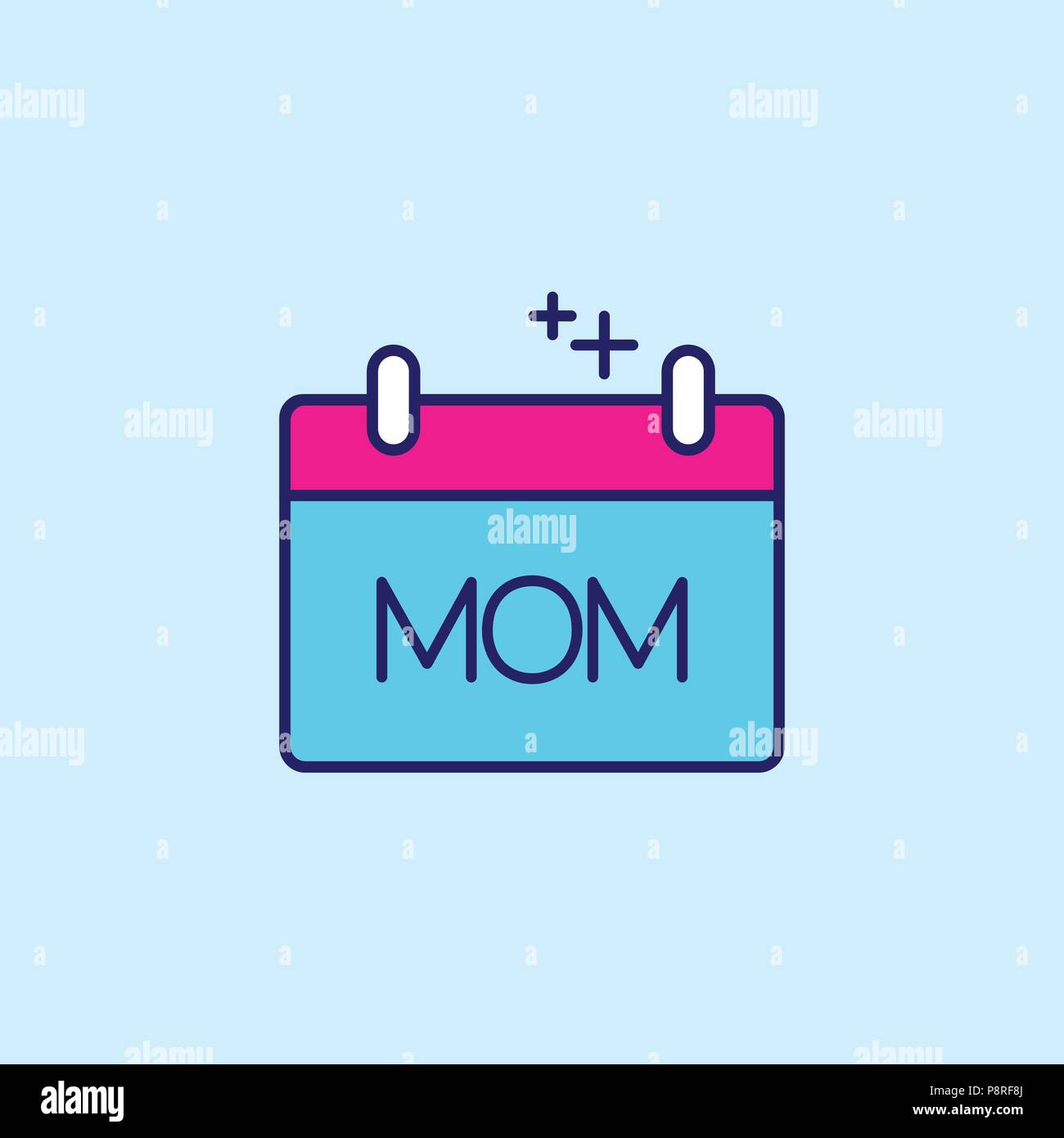 Mother's day blue and pink color icon on light blue background vector