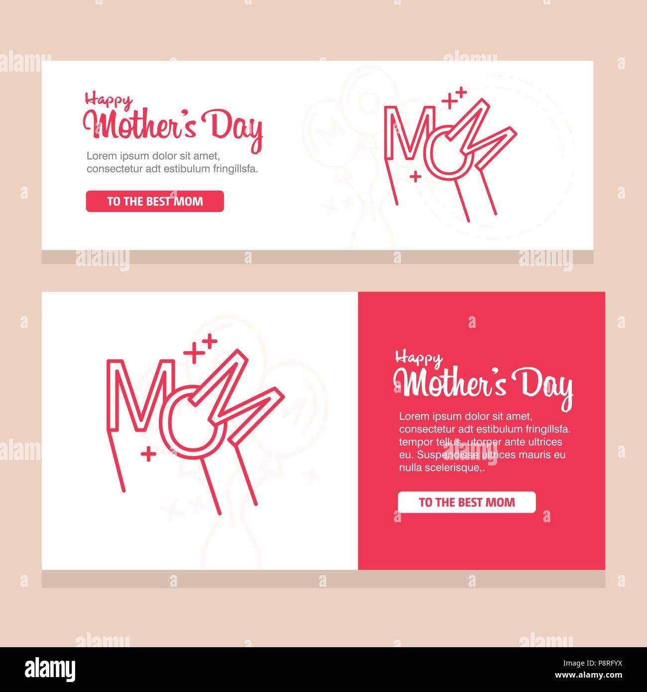 Mother's day greeting card with flowers background. For web design and ...