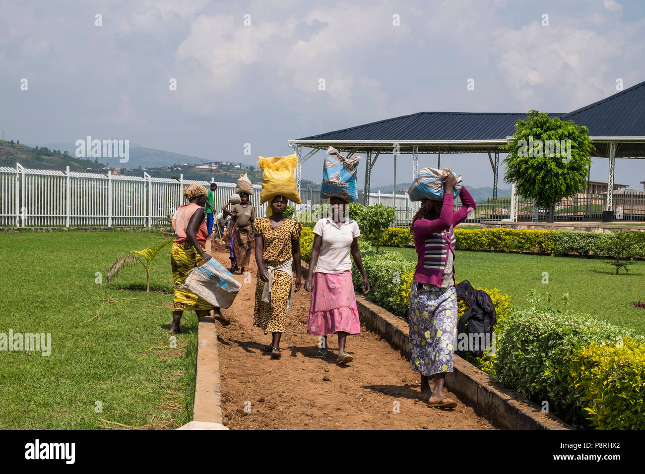 Rwanda,Murambi Genocide Memorial,workers Stock Photo