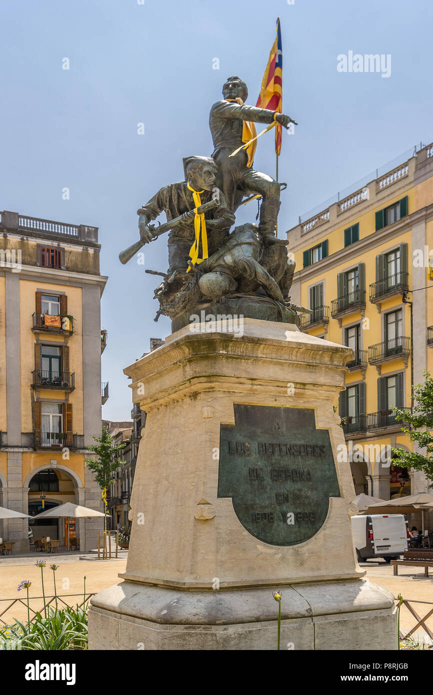 Independence Square in Girona Catalonia Spain Stock Photo