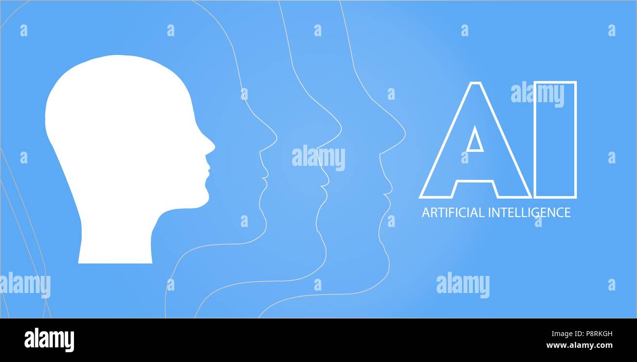 AI, Artificial Intelligence, Deep Learning and Future Technology Concept Design - Vector Illustration. AI, Artificial Intelligence Background Stock Vector