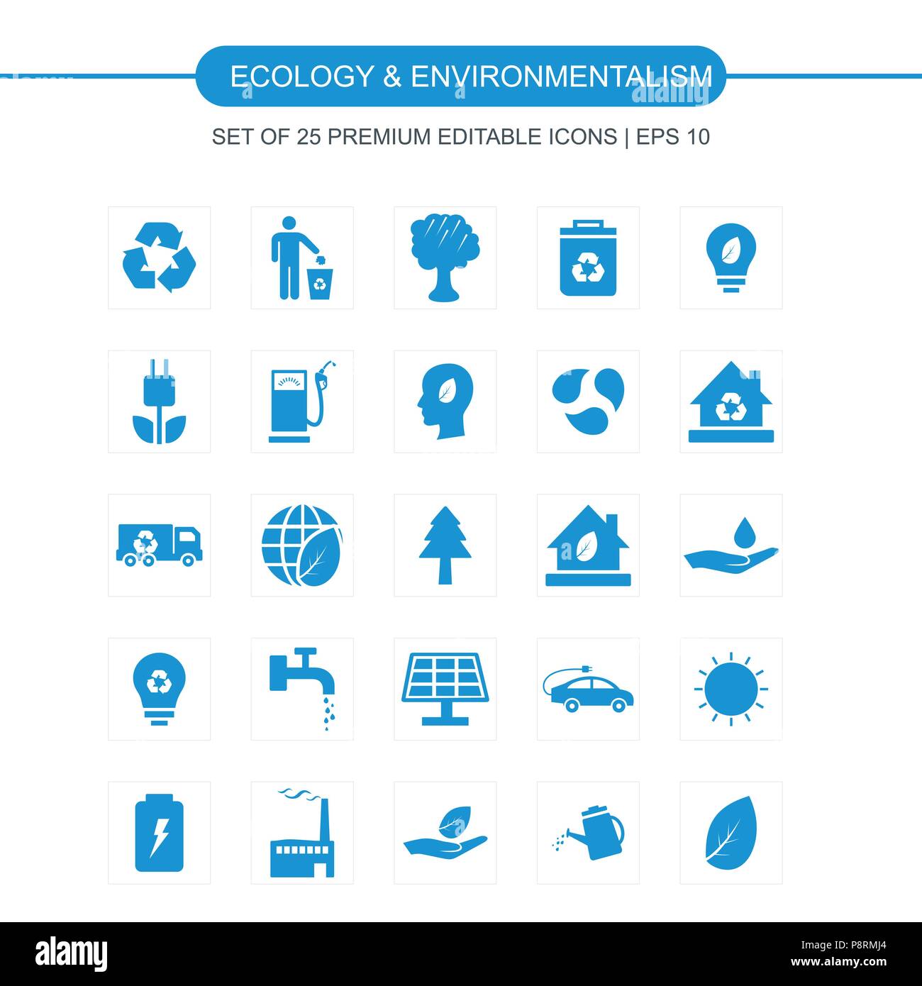 Ecology and Enviromentalism icons set blue. For web design and ...