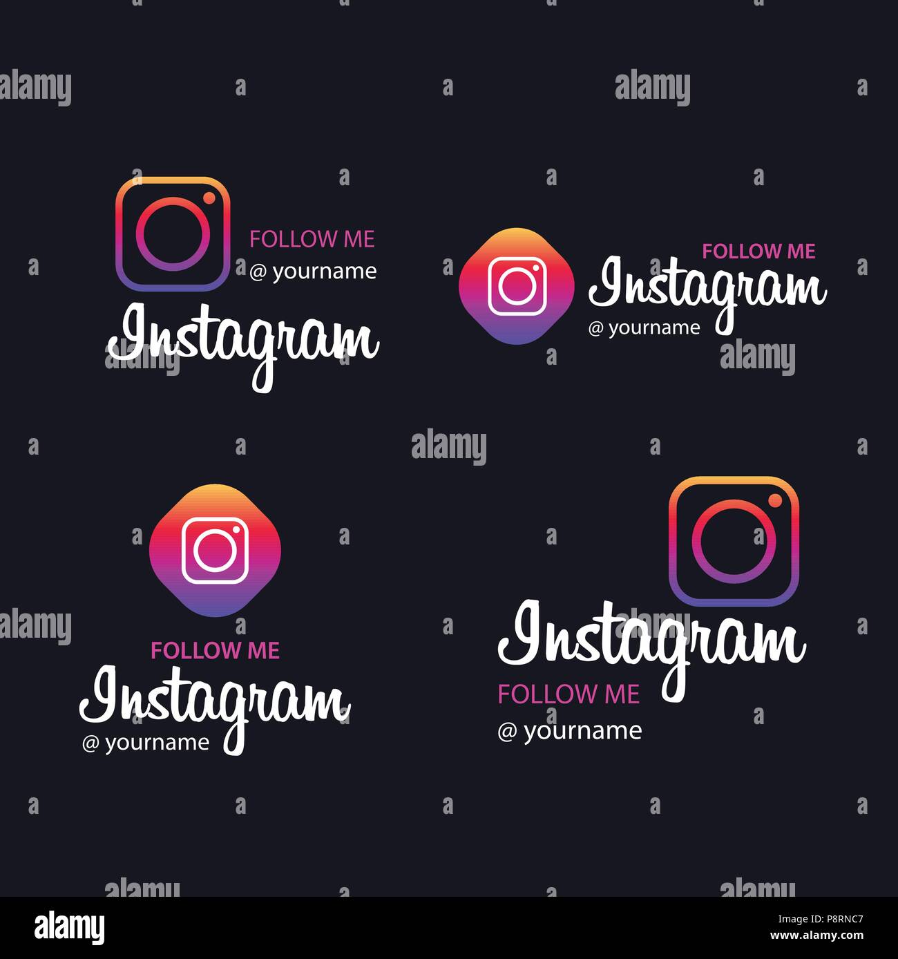 Follow Me On Instagram Banners For Web Design And Application Interface Also Useful For Infographics Vector Illustration Stock Vector Image Art Alamy