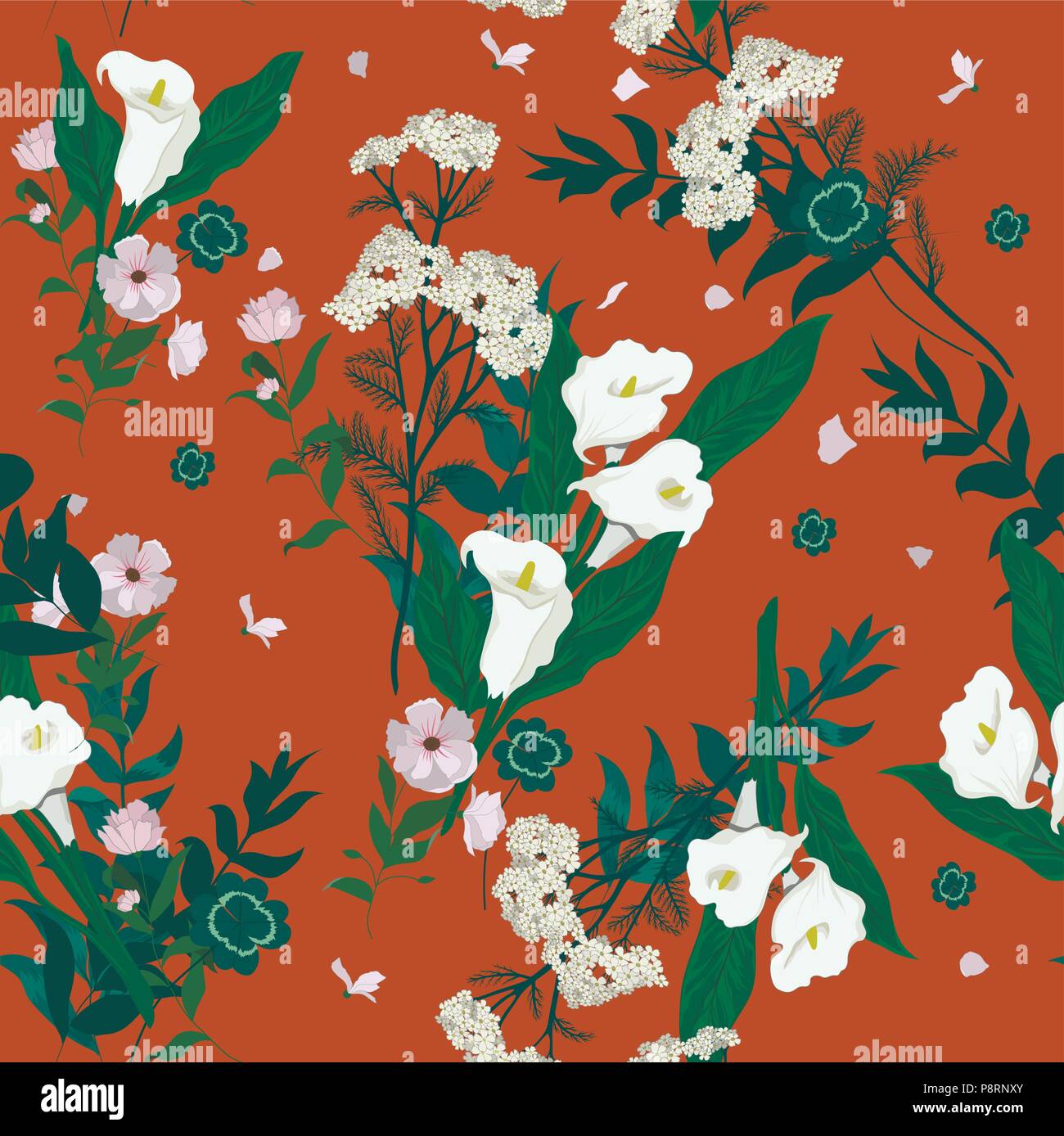 Seamless vector floral pattern with wild flowers Stock Vector Image ...