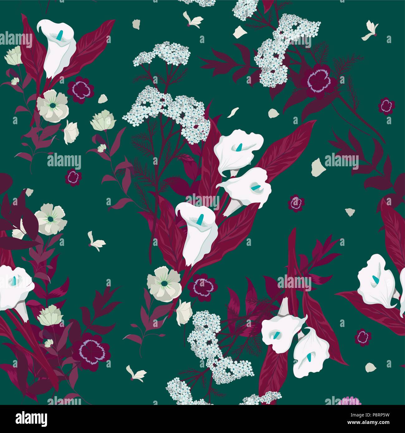 Seamless vector floral pattern with wild flowers Stock Vector Image