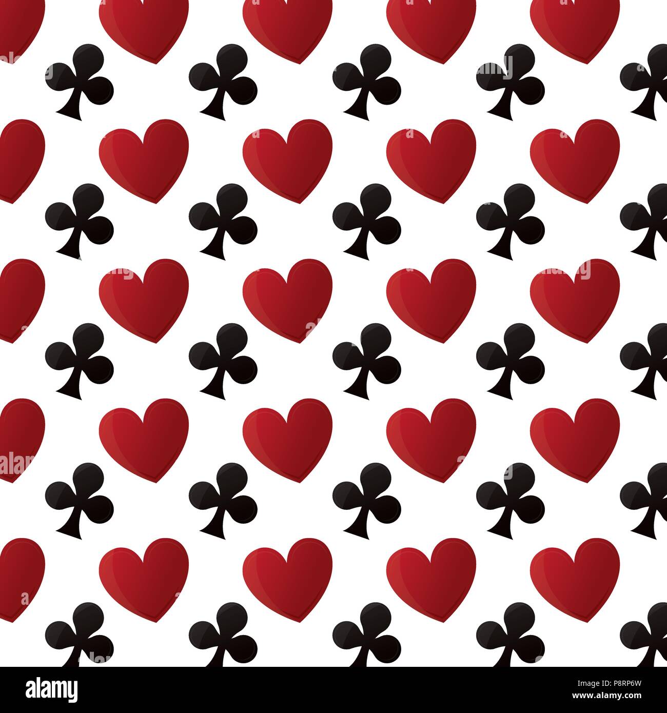 hearts and clovers card game background vector illustration Stock