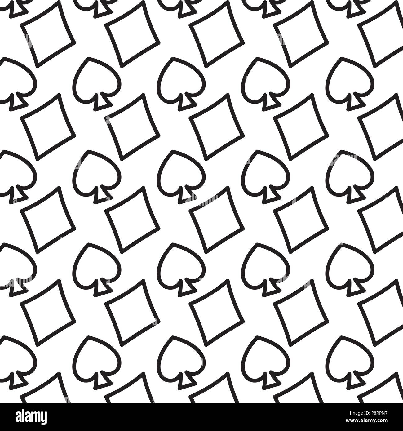line diamonds and pikes card game background vector illustration Stock