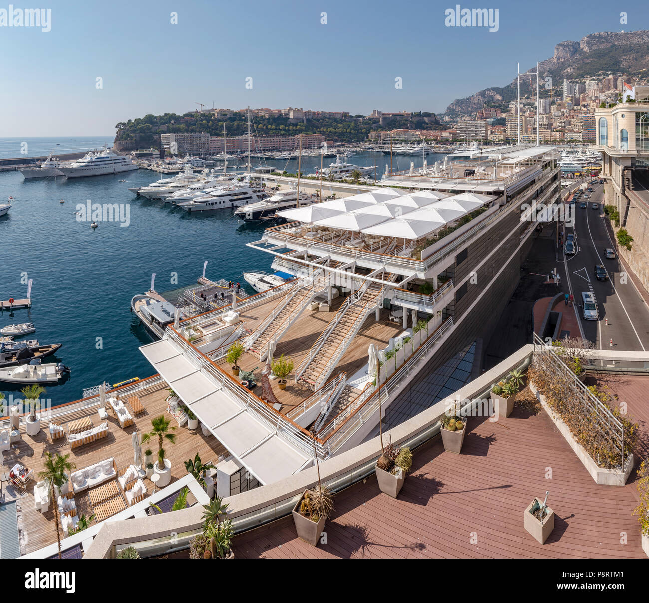 Port Hercule, Quai Louis II, view from Pointe Focinane, Monaco, Monte Carlo,  France Stock Photo