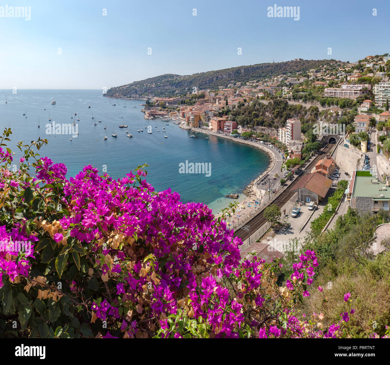 Plage des Marinières, bougainvillaea, Villefranche sur mer, France