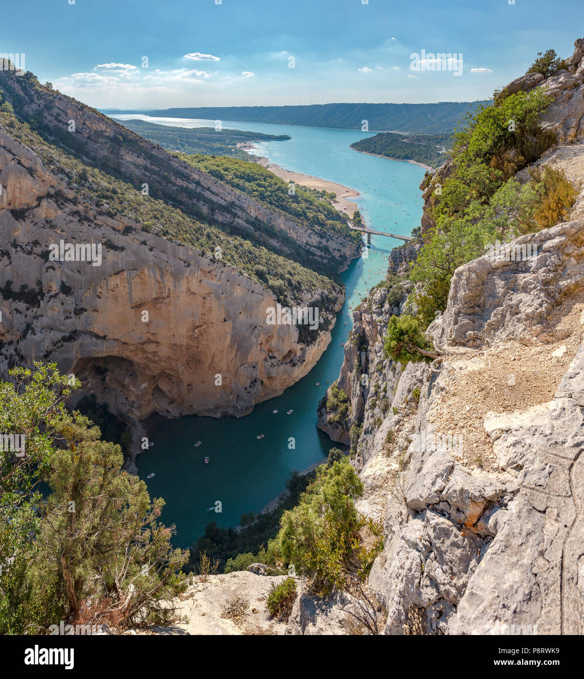Pedal boats at the estuary of the du Verdon, Lake Sainte Croix