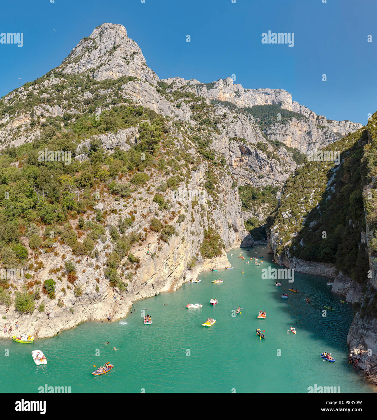 Pedal boats at the estuary of the du Verdon, Aiguimes, France