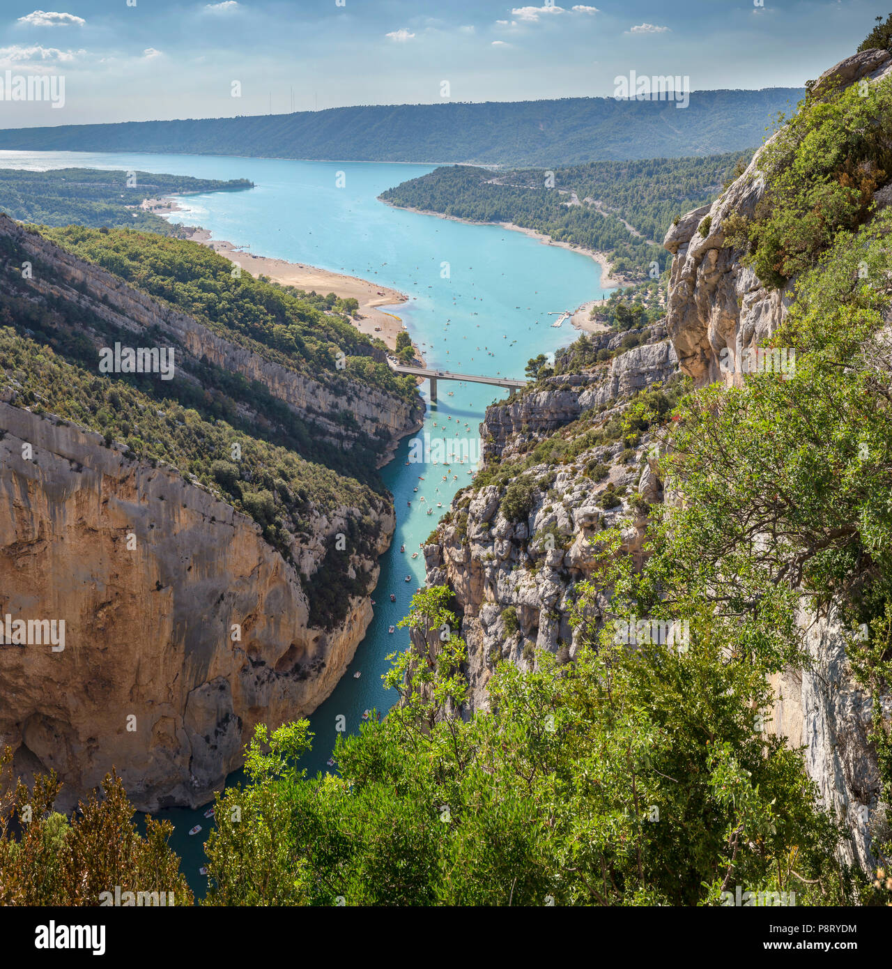 Pedal boats at the estuary of the du Verdon, Lake Sainte Croix