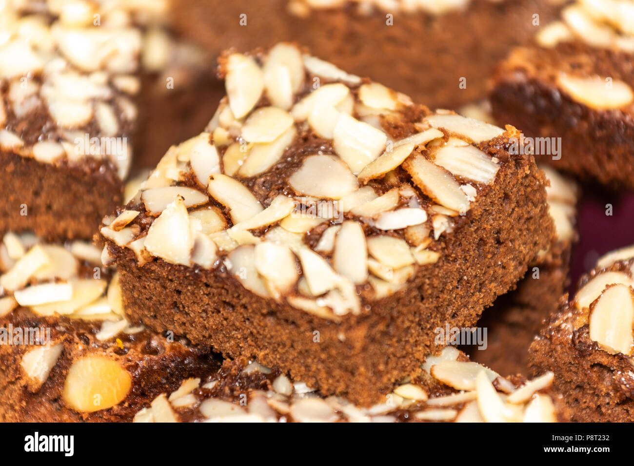 almond chocolate cake square Stock Photo Alamy