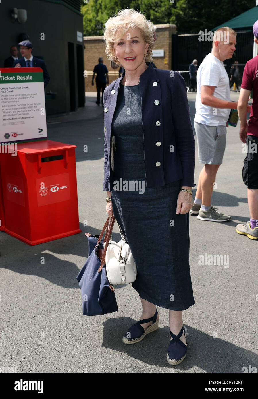 Patricia Hodge arrives on day eleven of the Wimbledon Championships at the All England Lawn Tennis and Croquet Club, Wimbledon. PRESS ASSOCIATION Photo. Picture date: Friday July 13, 2018. See PA story TENNIS Wimbledon. Photo credit should read: Jonathan Brady/PA Wire. Stock Photo