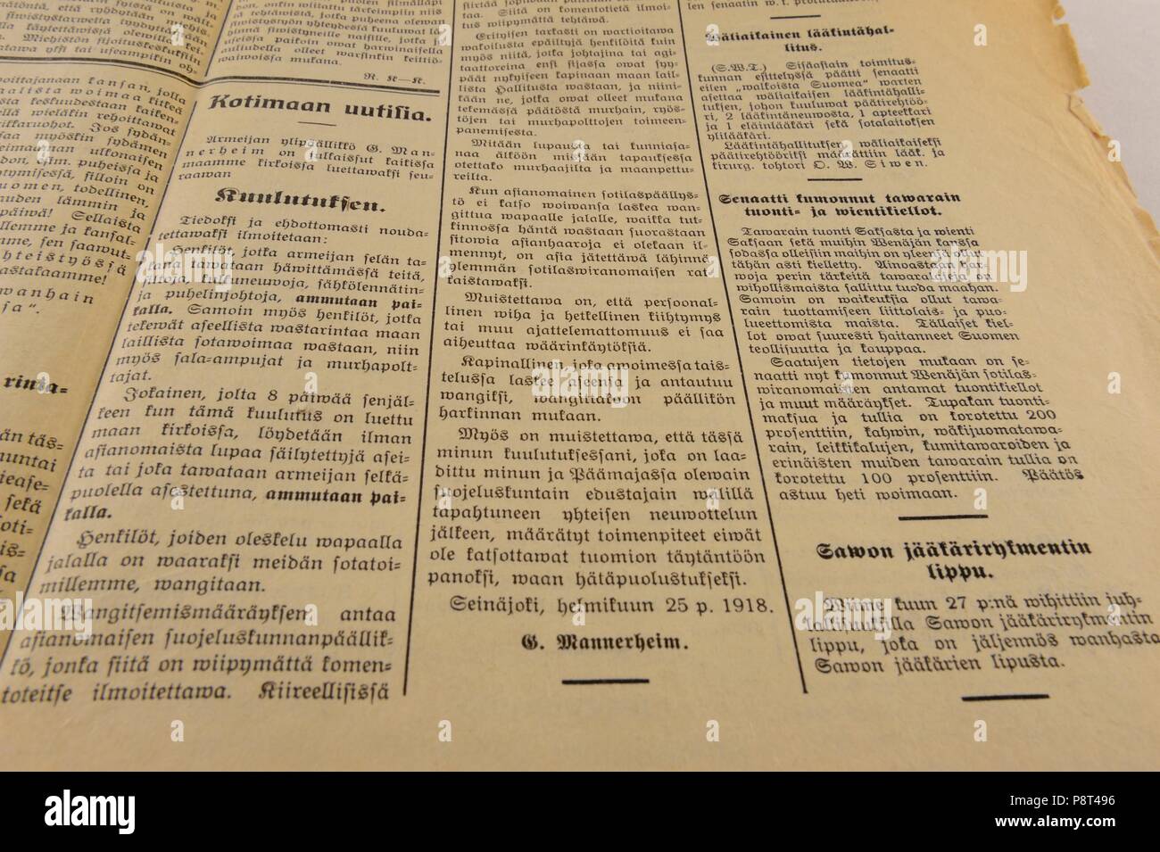 I have only heard rumours of this issue, but never seen any documents of it until now. Karelian Army's announcement, number 16, 08.03.1918, published  Stock Photo