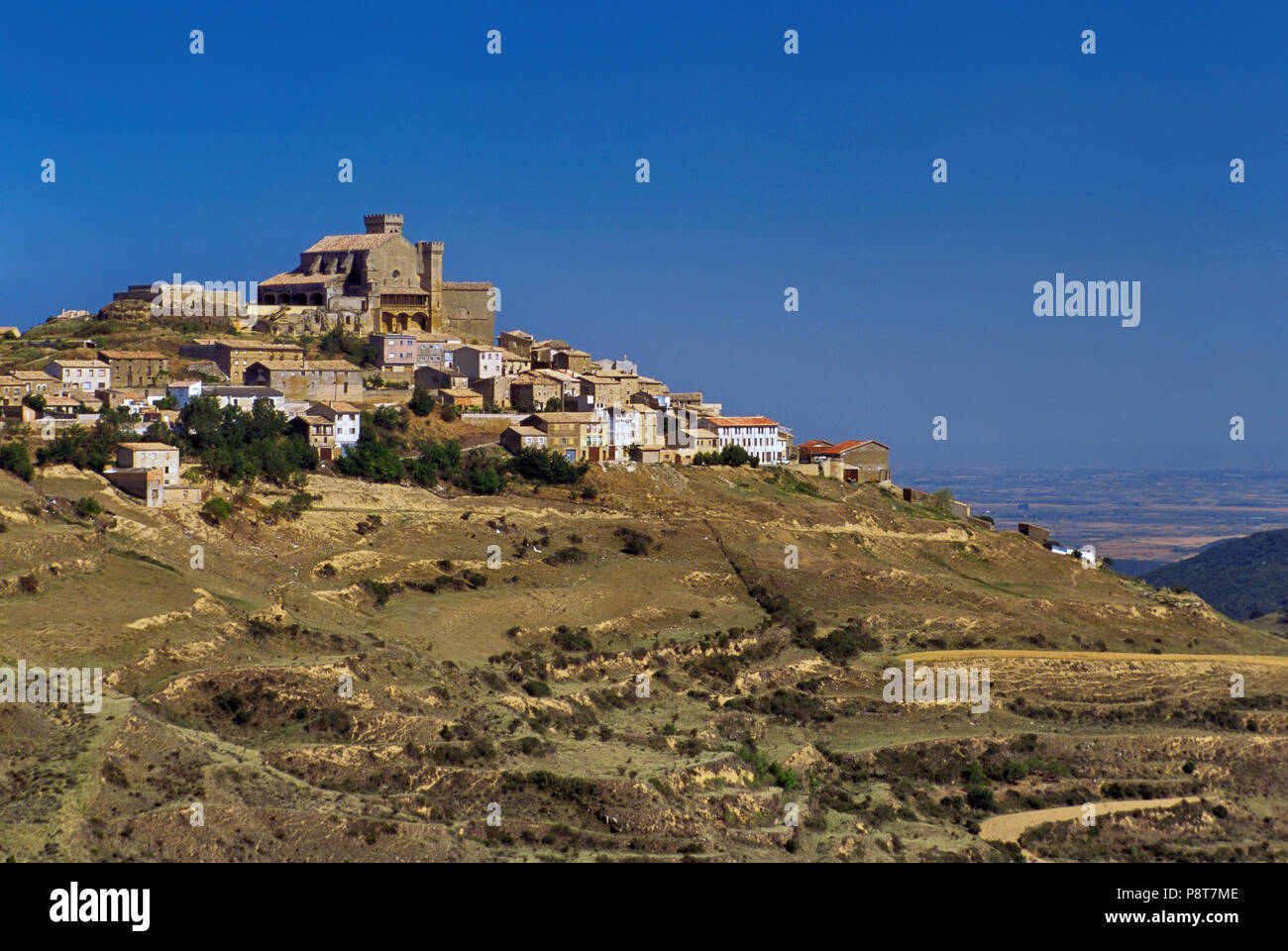 Hill town of Ujue in Sierra de San Pedro, Navarra, Spain Stock Photo