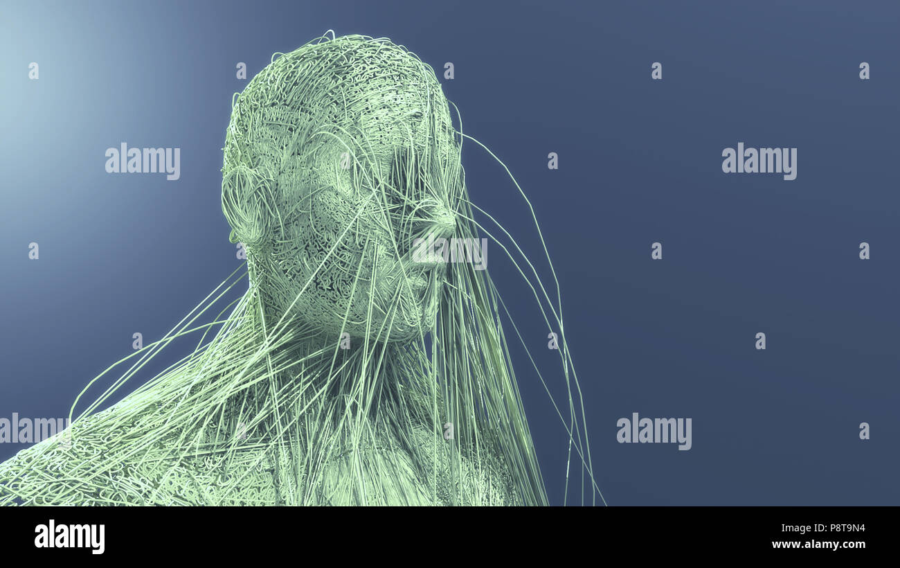 3d render Human figure made with lines Stock Photo - Alamy