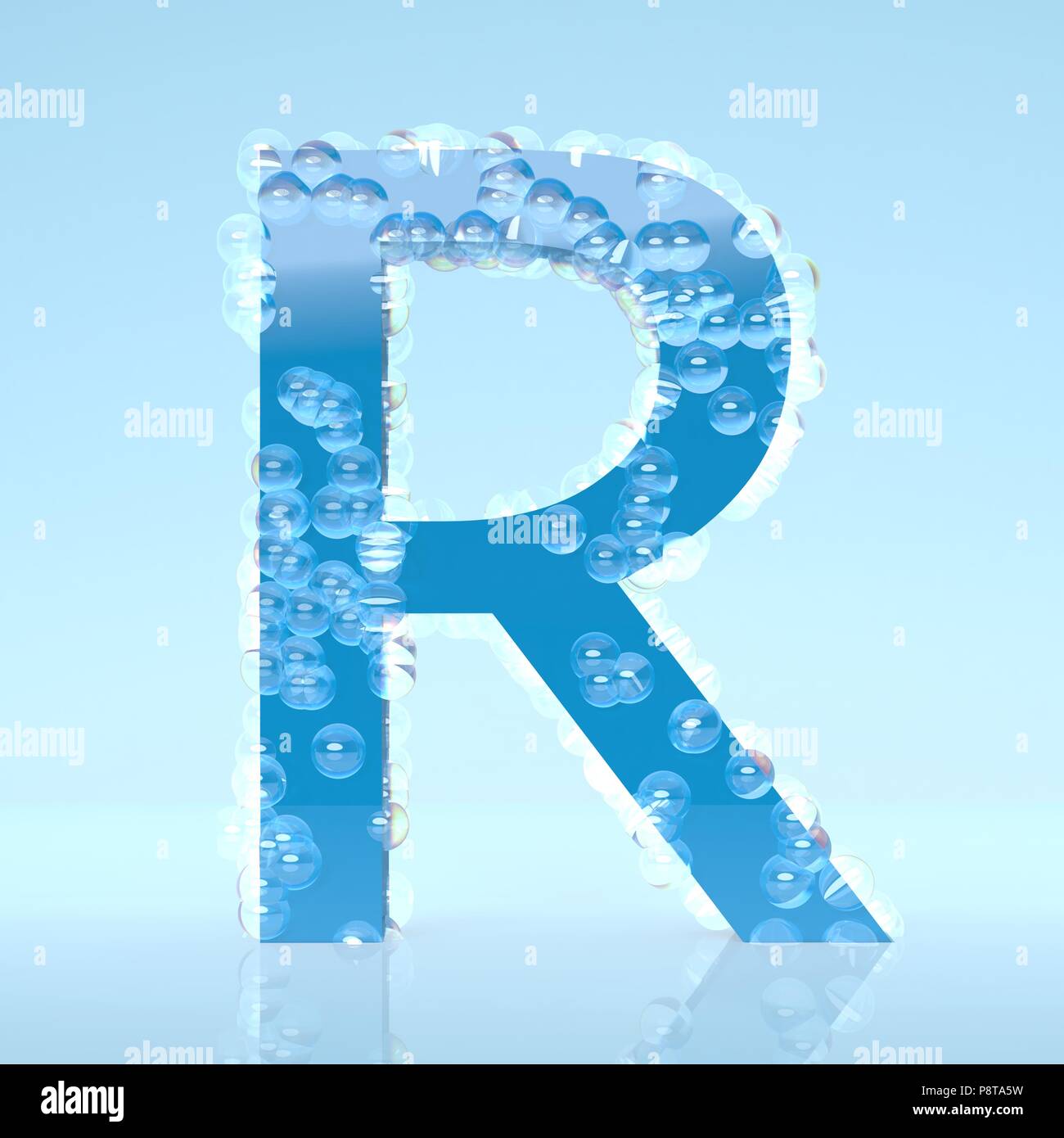 Blue Waterdrops letter R isolated on light blue background Stock Photo ...