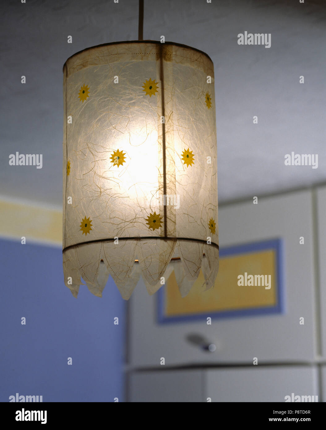 Hand Made Floral Paper Light Shade In A Contemporary Purple And