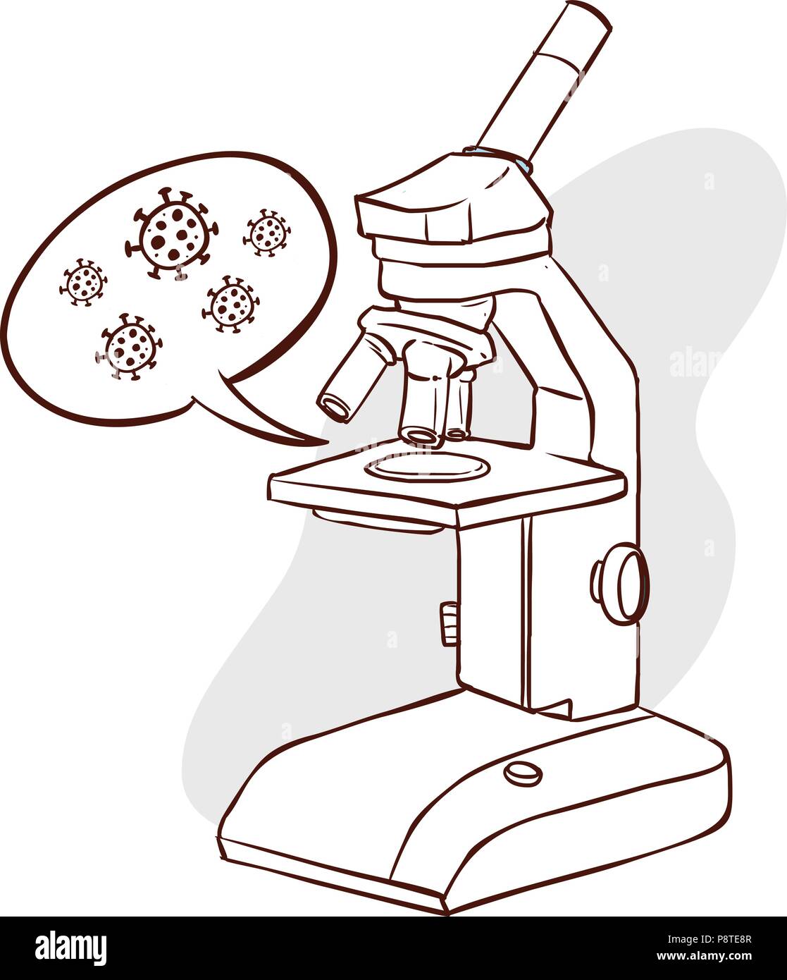 Microscope icon in flat style. Vector illustration of school microscope. Stock Vector