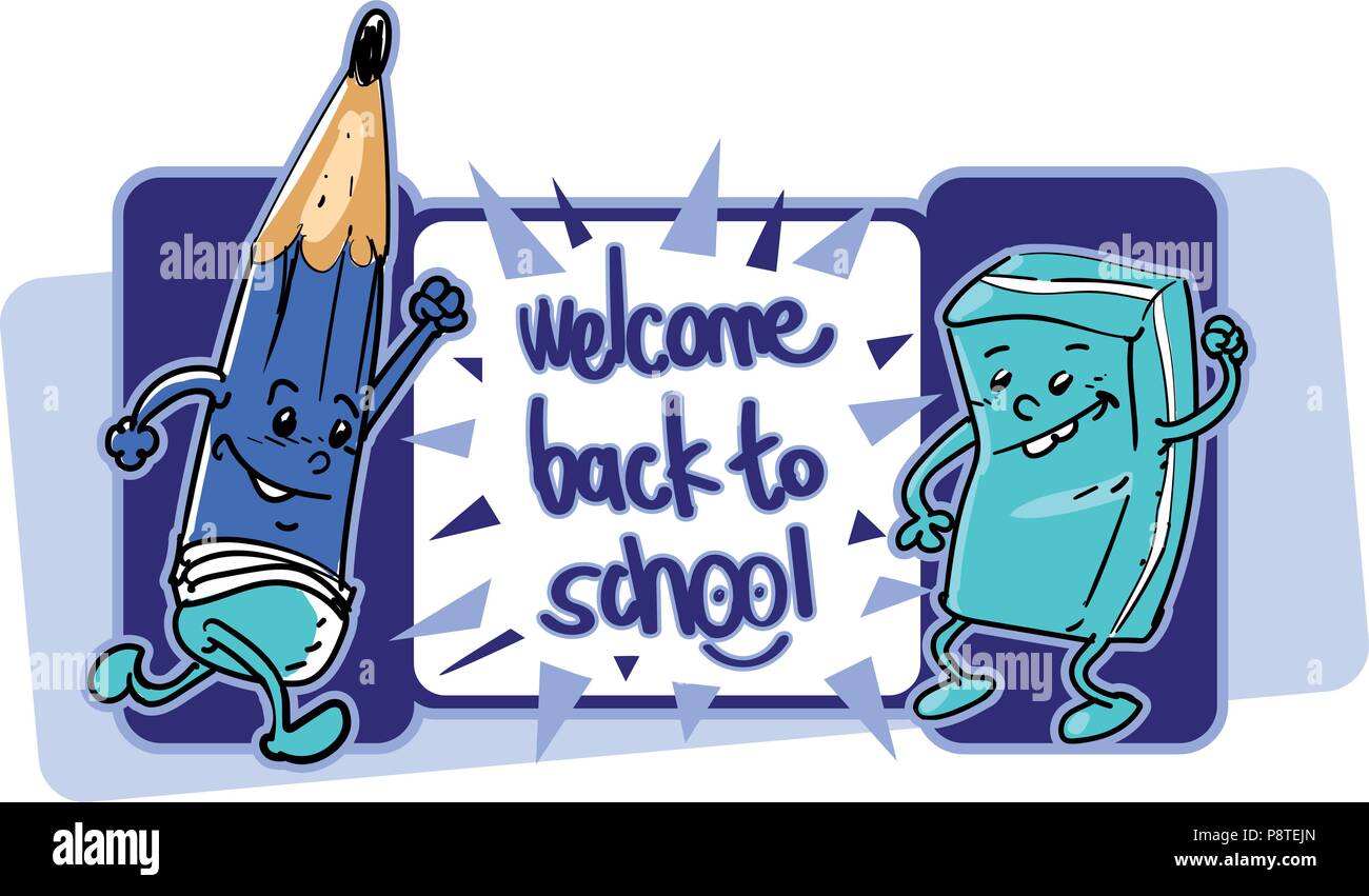 Welcome Back To School Cartoon Style Vector Illustration Stock Vector Image Art Alamy