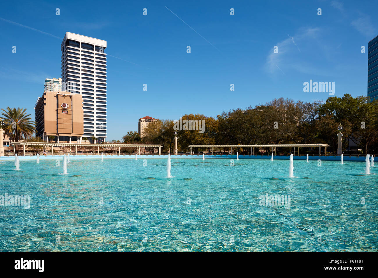 Friendship Fountain in downtown Jacksonville, Florida Stock Photo