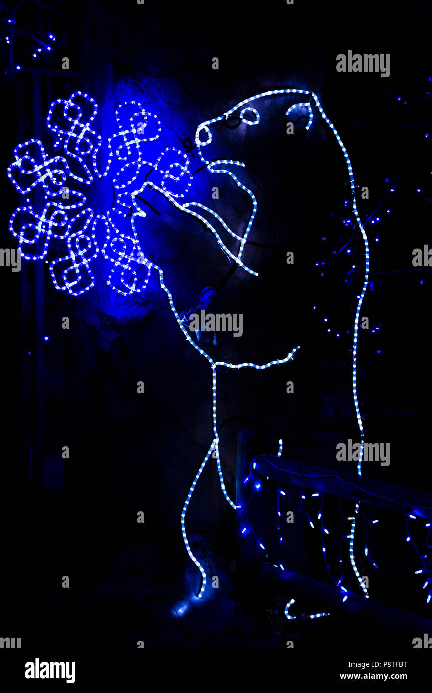 Christmas lights shaped like a polar bear, Denver Zoo Lights, Denver