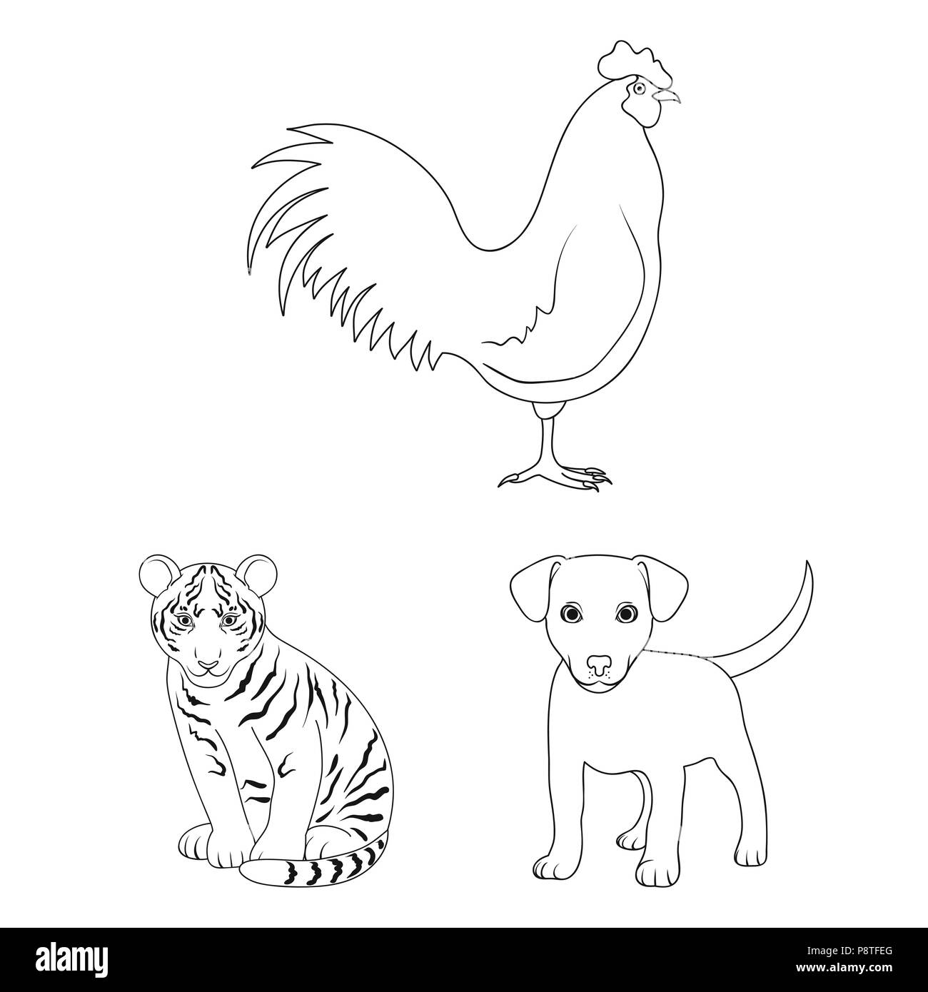 Realistic animals outline icons in set collection for design. Wild and domestic  animals vector symbol stock illustration Stock Vector Image & Art - Alamy