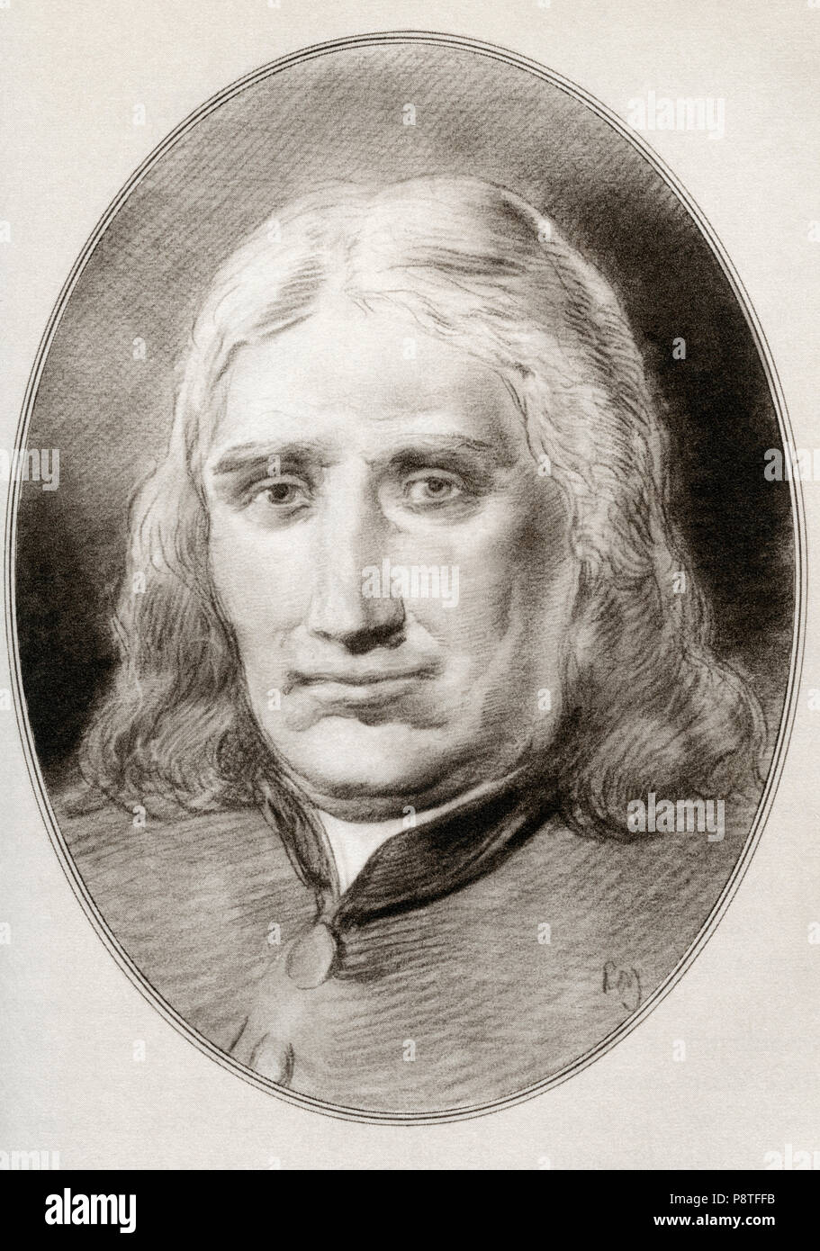 George Fox, 1624 -1691.  English Dissenter and a founder of the Religious Society of Friends, commonly known as the Quakers or Friends.   Illustration by Gordon Ross, American artist and illustrator (1873-1946), from Living Biographies of Religious Leaders. Stock Photo