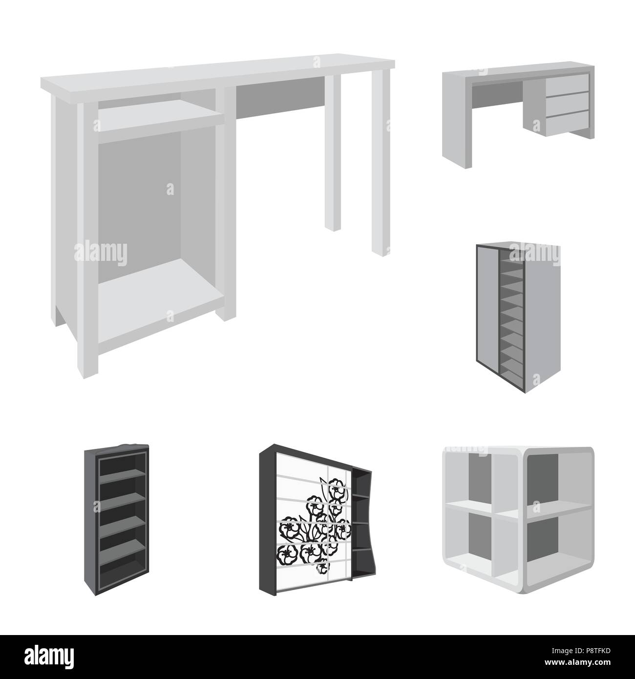 Bedroom furniture monochrome icons in set collection for design. Modern ...