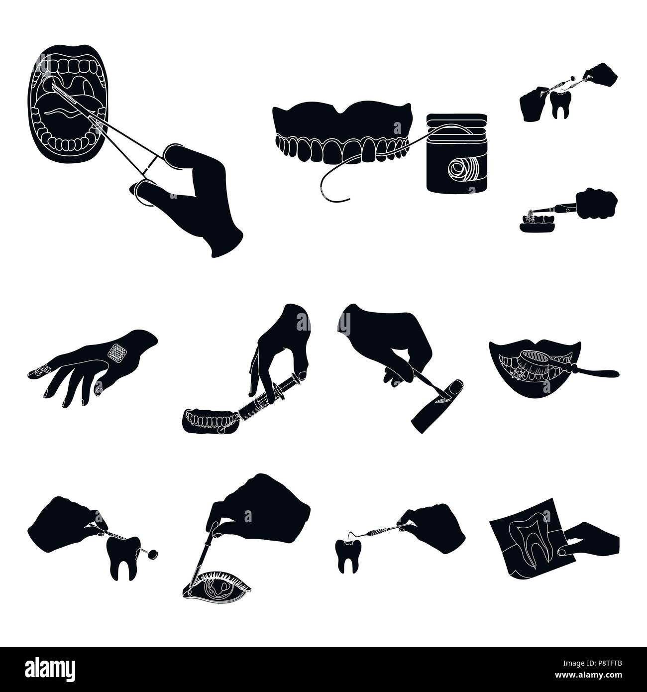 Manipulation by hands black icons in set collection for design. Hand ...