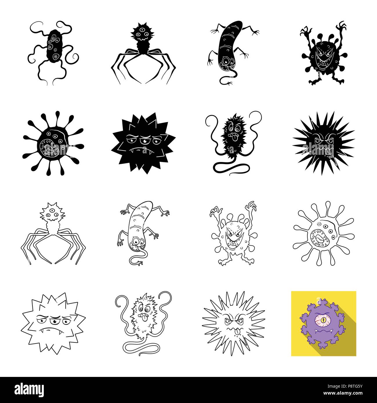 Different types of microbes and viruses. Viruses and bacteria set ...