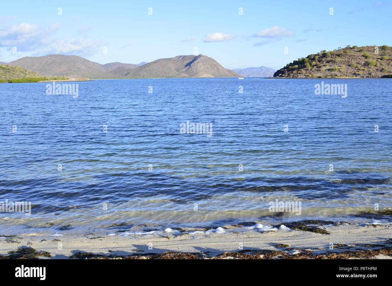 blue water of Sea of Cortez island landscape seascape shoreline Stock Photo