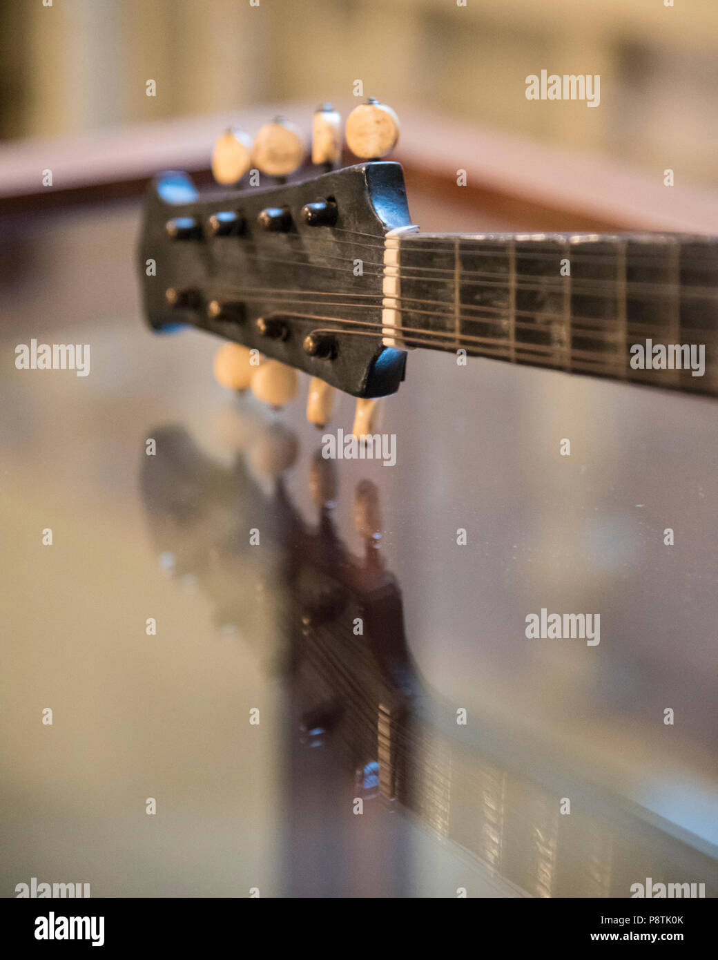 Focus on detail of an ancient folk musical instrument, mandolin Stock Photo