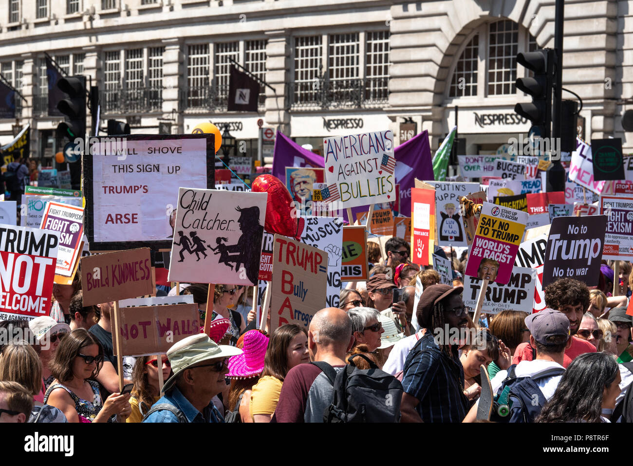 London, United Kingdom. 13 July 2018. The 'Drag Protest Parade' and the 'Womens March' march through central London protesting against the US Presidents UK visit. Credit: Peter Manning/Alamy Live News Stock Photo