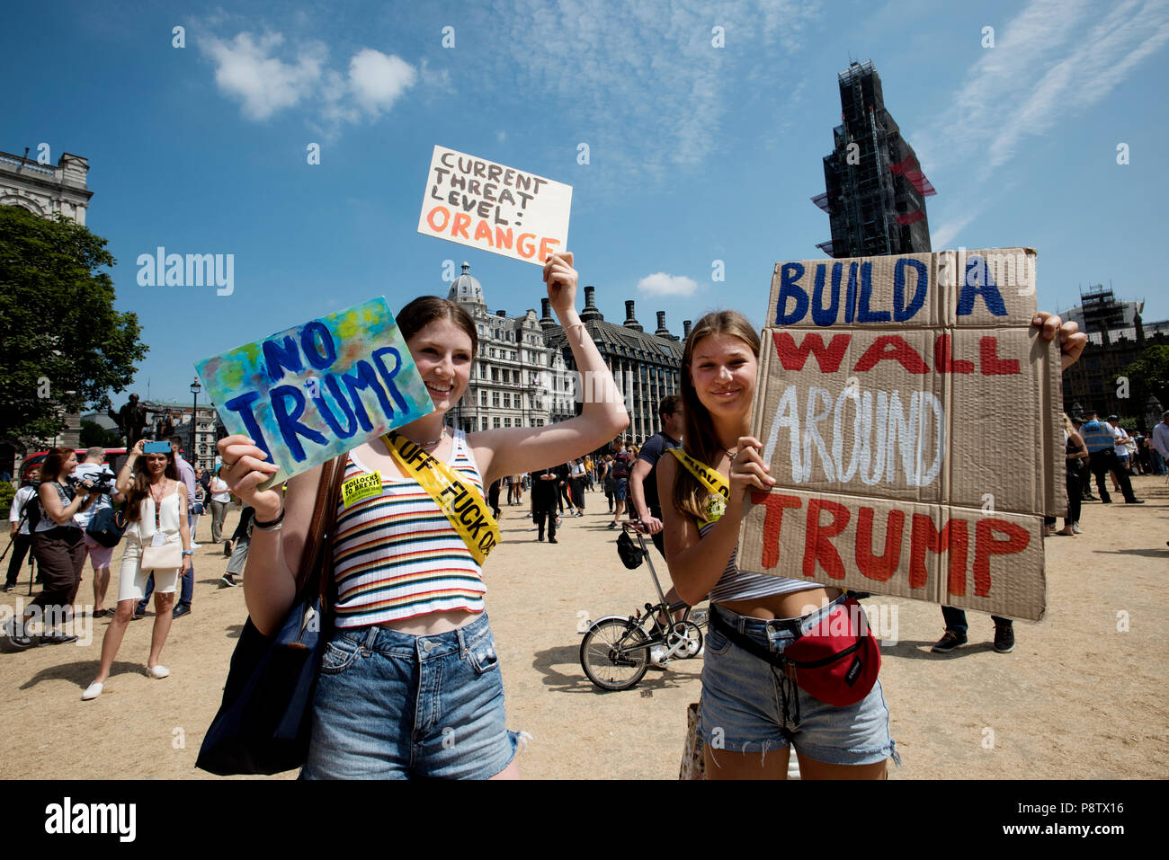 President Trump demonstrations, London, England UK. 13 July 2018 Anti US President Trump demonstrations in Parliament Square, Westminster, London England today. Credit: BRIAN HARRIS/Alamy Live News Stock Photo