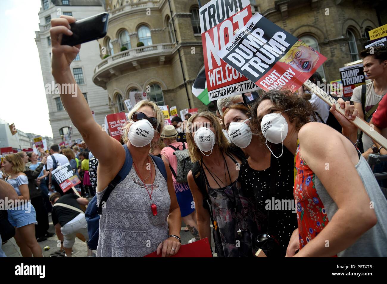 London, UK. 13th July 2018. Protest march against the UK visit by US President Donald Trump, London, UK Credit: Finnbarr Webster/Alamy Live News Stock Photo