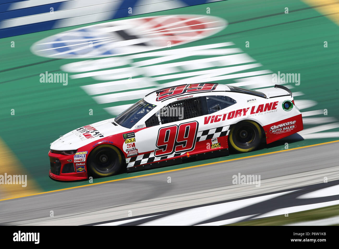 Sparta, Kentucky, USA. 13th July, 2018. Garrett Smithley (99) brings his race car down the front