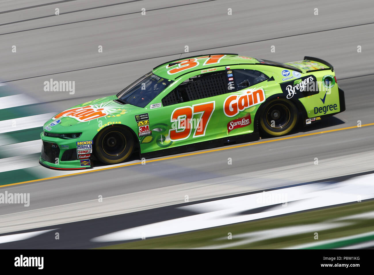 Sparta, Kentucky, USA. 13th July, 2018. Chris Buescher (37) brings his race car down the front