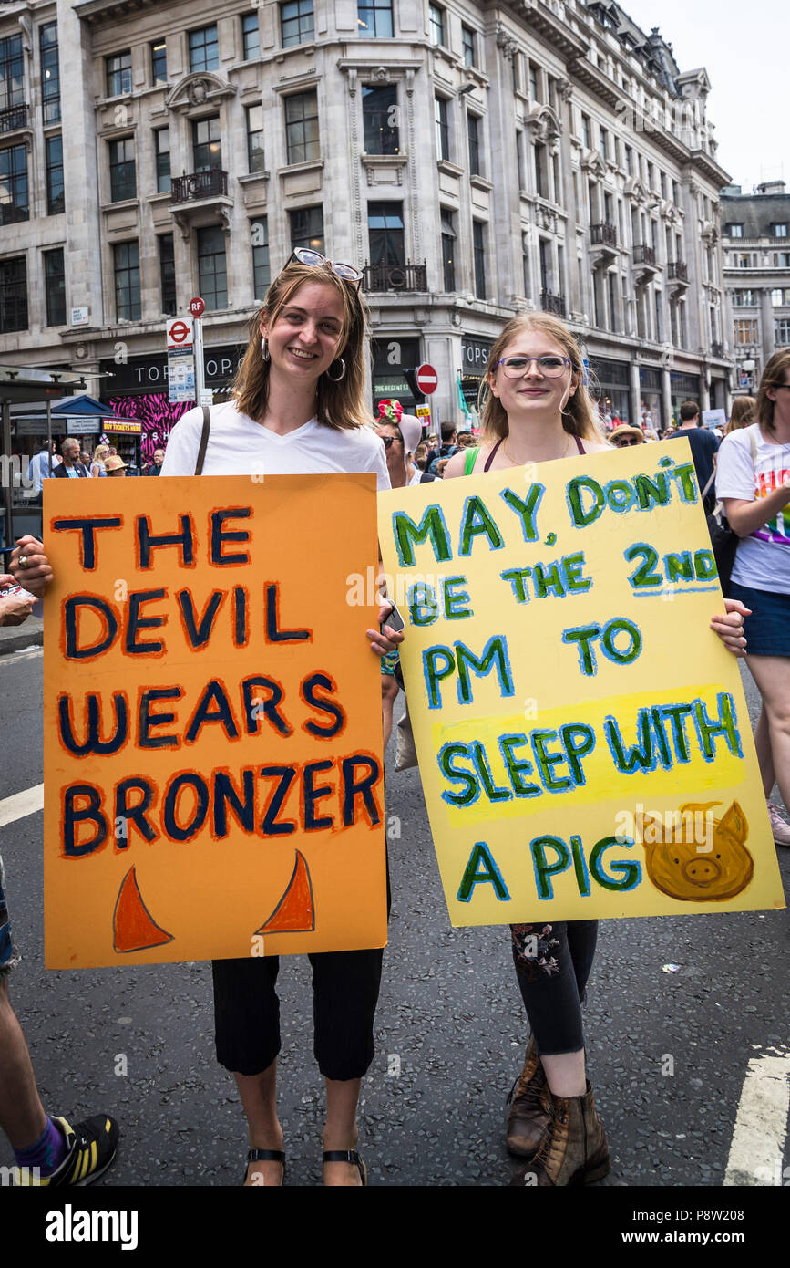 London, UK. 13th July 2018.Anti-Trump demonstration, London, UK 13.07.2018 Credit: Bjanka Kadic/Alamy Live News Stock Photo